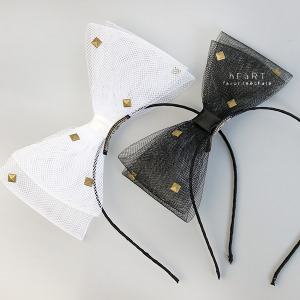 網紗鉚釘立體蝴蝶結髮箍