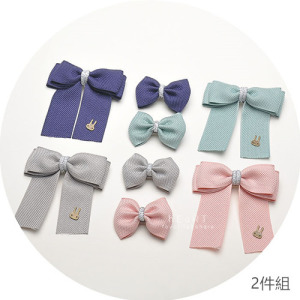 寬織帶蝴蝶結髮夾 兩件組