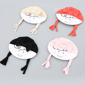 (出清不退換)棉感布藝辮子頭嬰兒帽