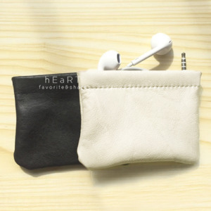 頭層羊皮高質感耳機收納零錢包