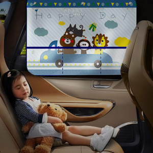 車用卡通印花可收納式遮陽窗簾