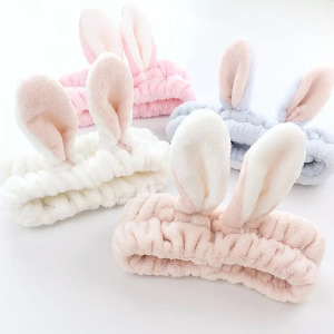 萌兔耳造型洗臉髮帶