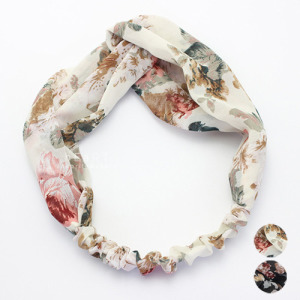 中國風牡丹雪紡交叉髮帶