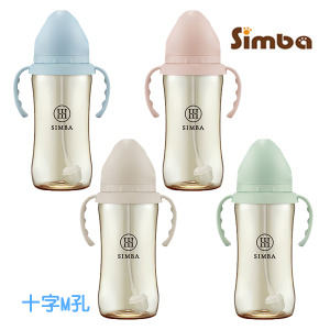 小獅王蘊蜜鉑金PPSU寬口吸管把手防脹氣奶瓶360ml 十字M孔奶嘴