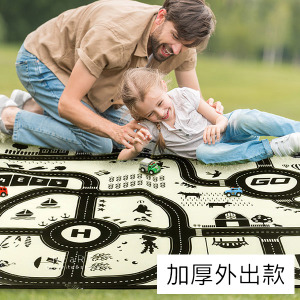 北歐汽車道路戶外室內加厚遊戲墊 黑黃