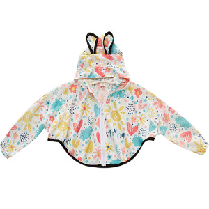 (出清不退換)可愛印花兔子造型連帽清涼外套 太陽花