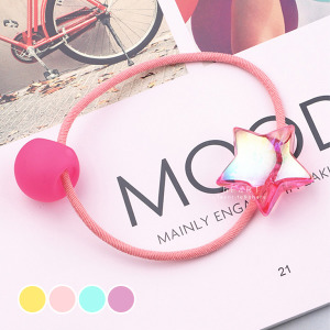 少女五角星泡泡髮圈 2入組