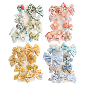 日韓可愛點點蝴蝶結髮夾 8入組