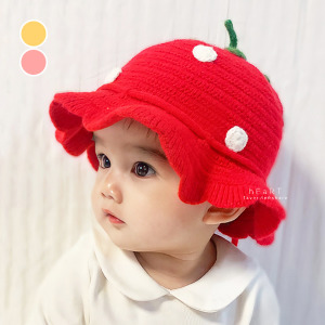 (出清不退換)可愛草莓圖案針織漁夫帽