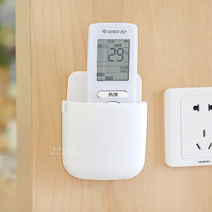 免打孔黏貼遙控手機收納盒 白色