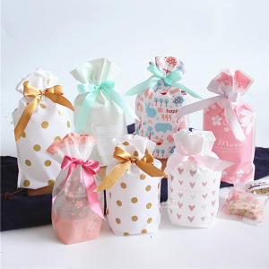 清新糖果絲帶抽繩禮品包裝袋 50入組