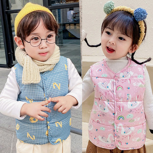 (出清不退換)可愛塗鴉按扣背心保暖外套