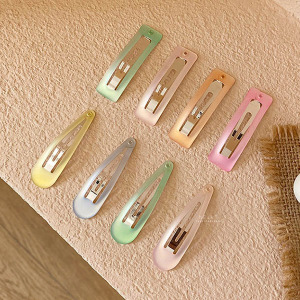 果凍色長方形水滴形BB髮夾 8入組不挑色