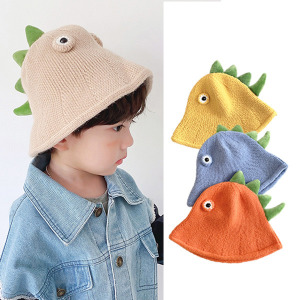 (出清不退換)大眼睛立體恐龍針織漁夫帽