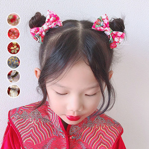 新年復古風蝴蝶結鈴噹髮圈 2入組