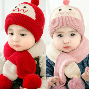 (出清不退換)機器人圖案保暖針織帽圍巾 2件組