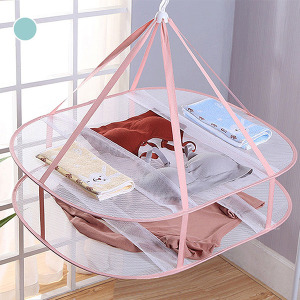 雙層可折疊掛式防風曬衣網