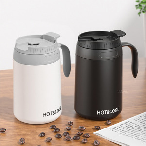 掀蓋口提手不銹鋼咖啡杯保溫杯
