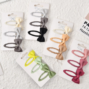 糖果色蝴蝶結BB髮夾 3入組