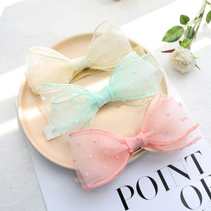 透明點點蝴蝶結鬆緊髮帶