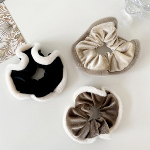 復古系毛絨邊大腸髮圈