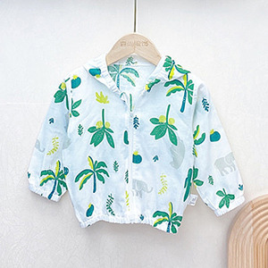 (出清不退換)卡通印花防曬鬆緊連帽外套 海南椰樹