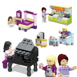 (出清不退換)女孩系列4合一室內場景積木組