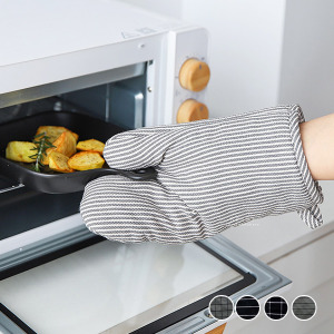 北歐風格子條紋隔熱手套