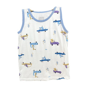 (出清不退換)清涼滿板圖案背心 白色動物園