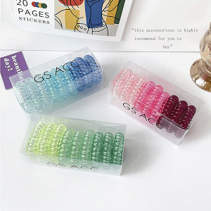 透明漸層電話線造型髮圈 9入組