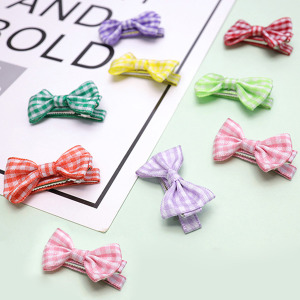 格子蝴蝶結造型髮夾