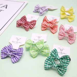 格子蝴蝶結造型髮圈 2入組