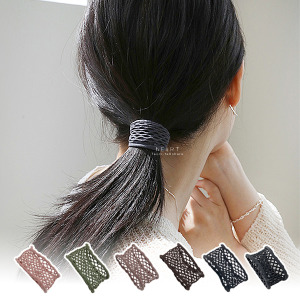 韓系網狀彈性髮圈 2入組