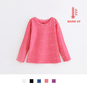 台灣製造極暖輕薄升溫發熱衣 女細條圓領