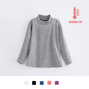 台灣製造極暖輕薄升溫發熱衣 女細條立領