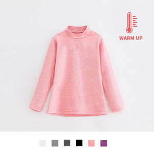 台灣製造極暖輕薄升溫發熱衣 女素面立領