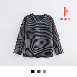 台灣製造極暖輕薄升溫發熱衣 男細條圓領