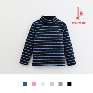 台灣製造極暖輕薄升溫發熱衣 小童大細條立領