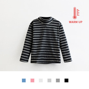 台灣製造極暖輕薄升溫發熱衣 大童大細條立領