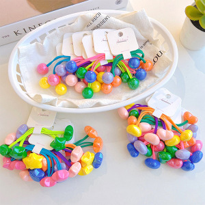 韓系糖果色撞色紮馬尾髮圈 2入組