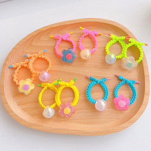 亮晶晶花朵髮圈 2入組