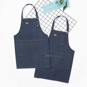 廚房時尚牛仔口袋圍裙