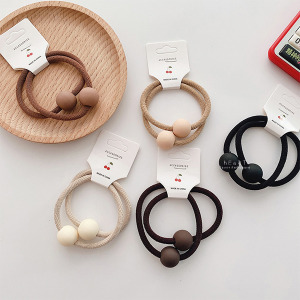 簡約磨砂圓珠髮圈 2入組