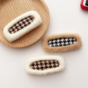 毛絨邊奶茶色系BB髮夾