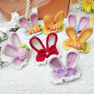 甜美兔耳朵針織BB髮夾