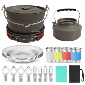 露營野炊鍋子水壺刀叉湯匙餐具