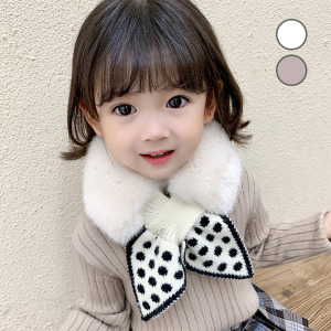 (出清不退換)毛絨點點圖案保暖圍巾