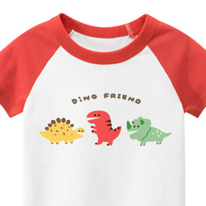 兒童｜KV獨家限定款｜台灣原創T短袖 恐龍好朋友紅