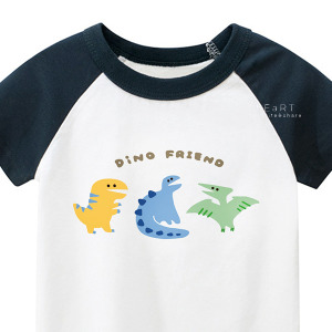兒童｜KV獨家限定款｜台灣原創T短袖 恐龍好朋友深藍