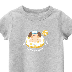 兒童｜KV獨家限定款｜台灣原創T短袖 狗游泳灰